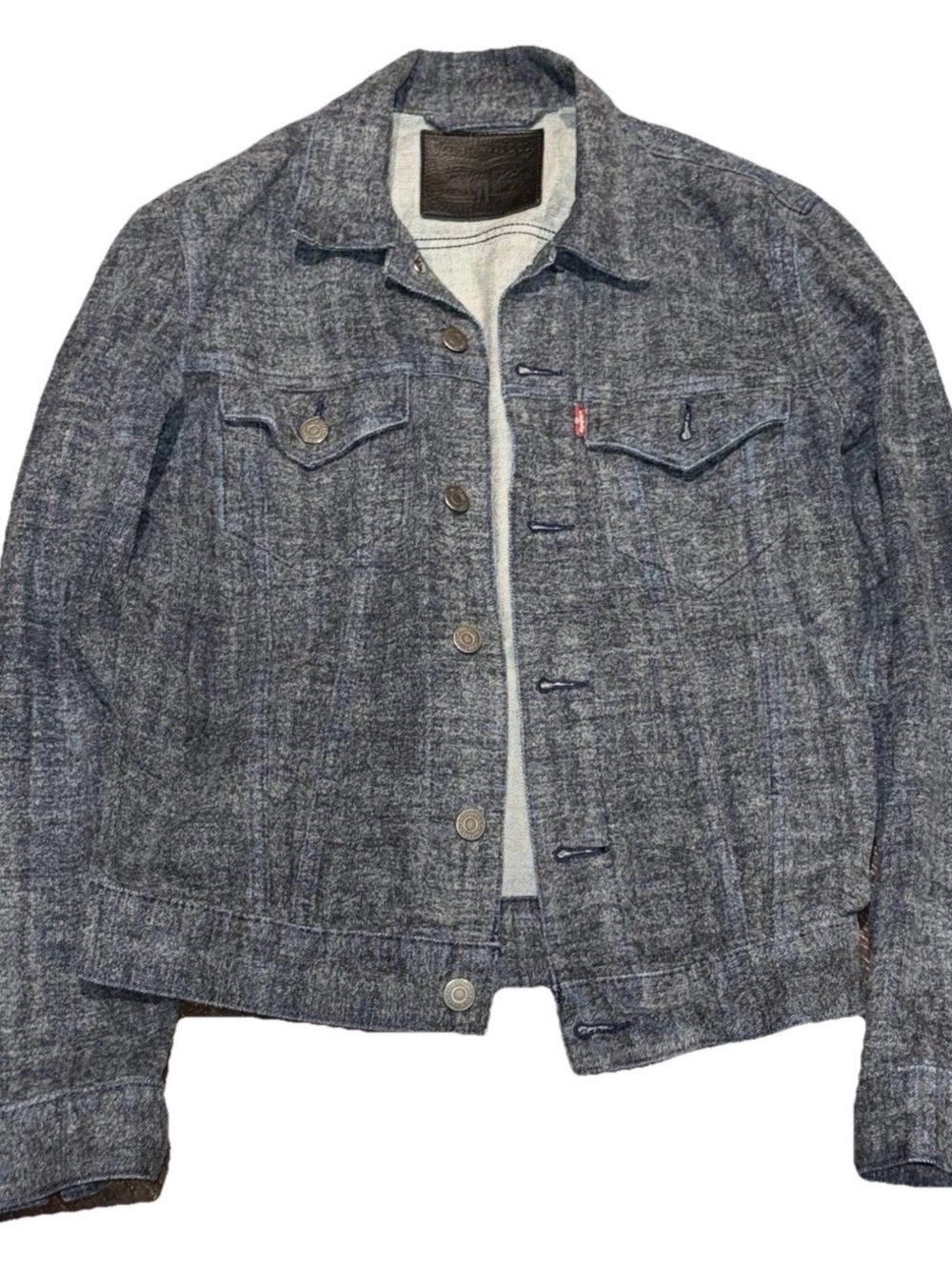 Levi’s Cotton Denim Trucker Jacket Women’s Size S Dark Indigo Blue Soft Textured